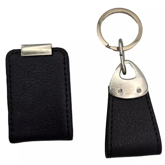 Black Key Fob & Magnetic Money Clip with Silvertone Hardware New Without Box - Picture 2 of 4
